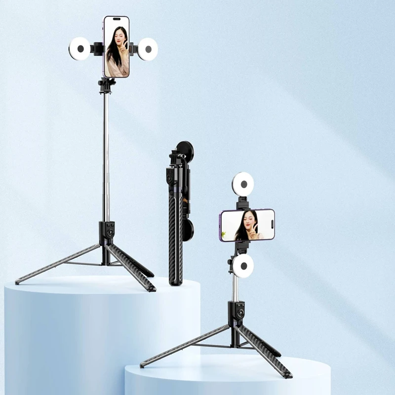 Выдвижной штатив для селфи длиной 1 8 м поддержка светодиодного кольца двойная