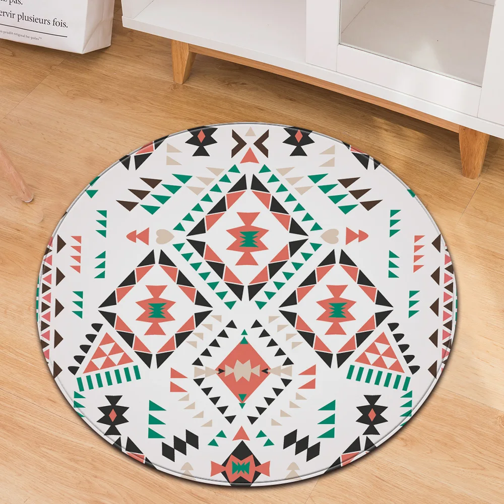 Bohemian style psychedelic geometric printing non-slip round carpet floor mats bedroom living room home decoration | Дом и сад