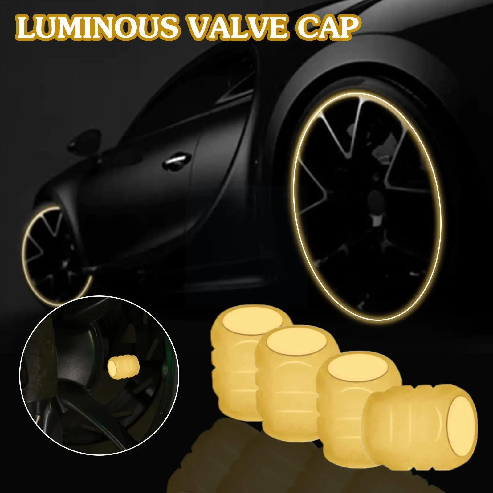 

1/4pcs Luminous Valve Fluorescent Luminous Tire Valve Tire Dust-proof Decorative Stem Car Caps Covers Valve Tires Caps P8O4