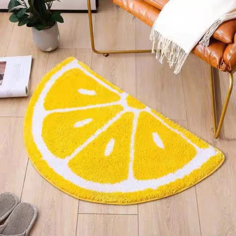 

Modern Minimalist Semicircle Fruit Floor Mat Bathroom Entrance Water-Absorbing Non-Slip Mat Household Entrance Flocking Ground