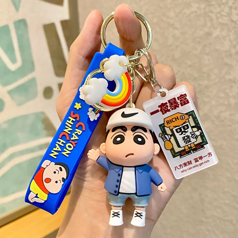 

8cm Hot Anime Kawaii Crayon Shin-Chan High face value Cartoon Cute Dolls Acrylic Keychain Pendant Jewelry Toys for Birthday Gift