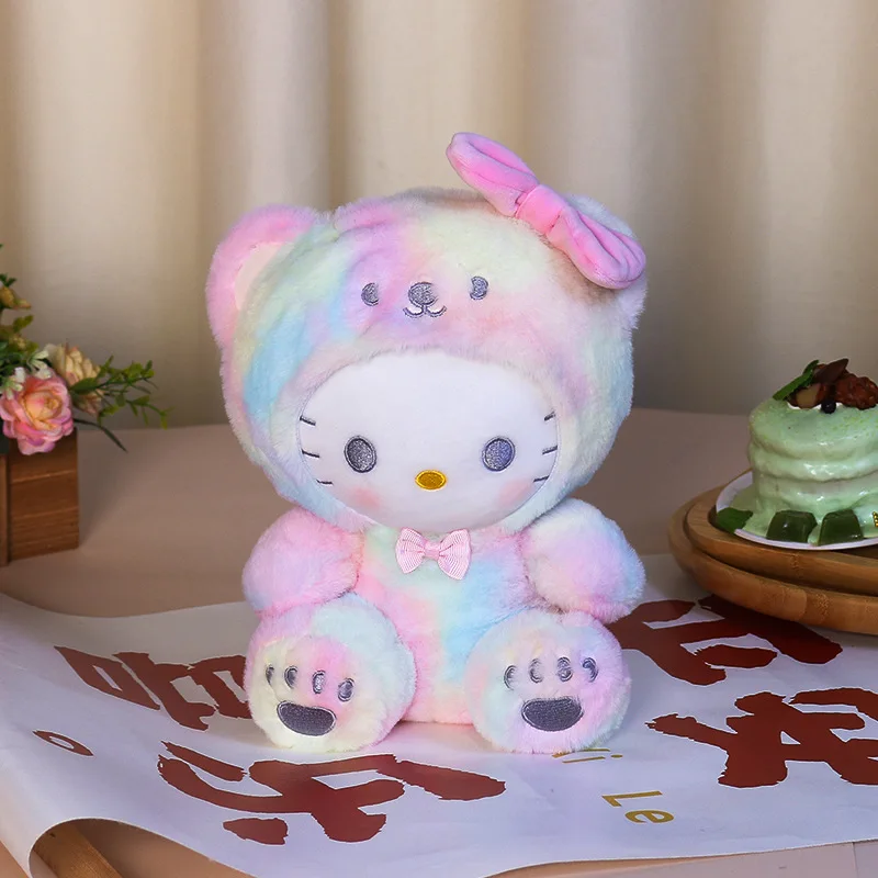 

Игрушка для косплея, белый медведь, Hello Kitty, плюшевая кукла Sanrio Kawaii Sanrio, животные, искусственные плюши, подарок для детей на день рождения