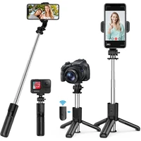 2022 mini selfie stick 4 in 1 extendable portable bluetooth selfie stick tripod phone tripod stand with detachable