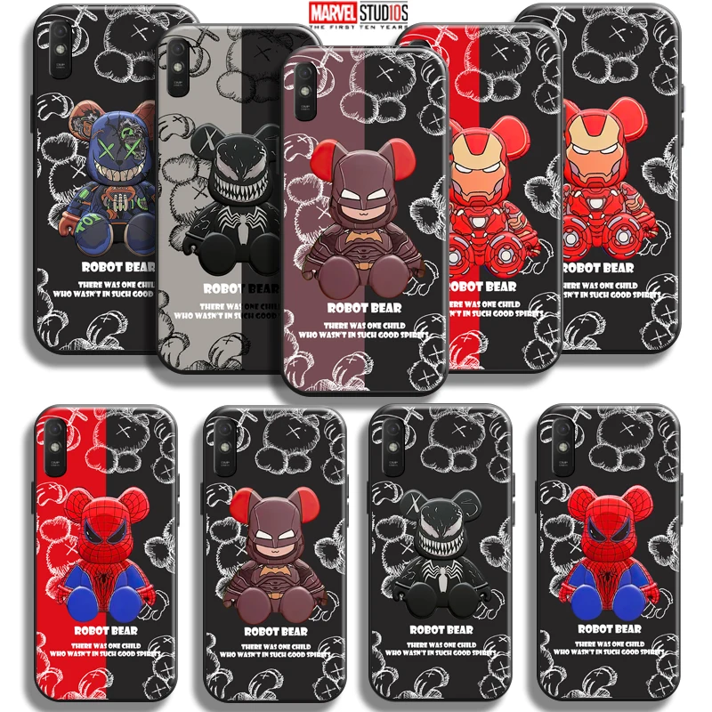 

Marvel Luxury Cute Bear Phone Case For Xiaomi Redmi 9A 9AT Soft Coque Carcasa Silicone Cover Liquid Silicon TPU