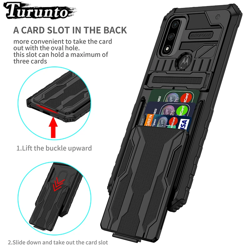 

Shockproof Armor Case For Motorola G Pure Stylus Power Card Slot Phone Cover For Moto G22 G9 Plus G10 G20 G30 G50 E32 E40 E20 E7