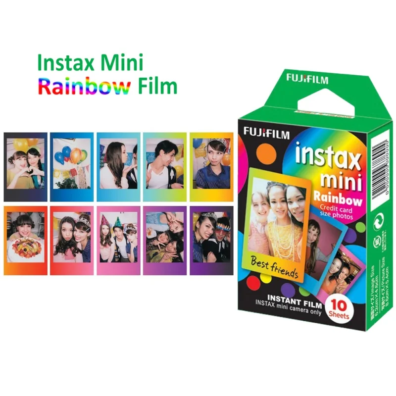 

Genuine Fujifilm Instax Mini 8 Film Rainbow 10pcs for FUJI Mini 9 11 70 25 90 Liplay Instant Film Camera SP1 SP2 LINK Printer