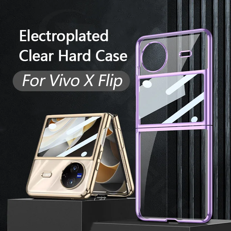 

GKK Original Case For Vivo X Flip 5G Case Luxury Plating Clear Back Screen Glass Protection Plastic Hard Cover For Vivo X Flip