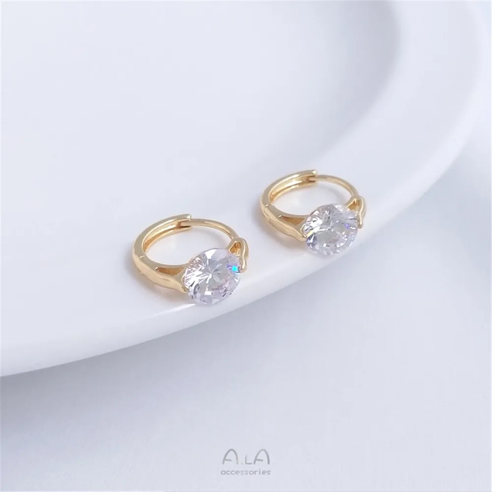 

14K gold encrusted zircon ear buckle fashion light luxury diamond ring earrings new tide simple senior small ear accessories