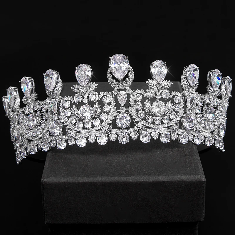

Jade Angel Sparkling Cubic Zirconia Royal Wedding Crown Diadem Tiara Elegant Woman Tiaras and Crowns for Pageant Banquet Gifts