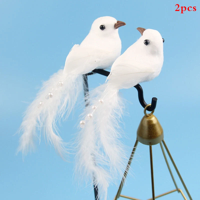 

2pc Artificial Pigeon Birds Fake Doves Simulation Feather Pigeon Wedding Party Craft Ornaments Home Living Room Decor
