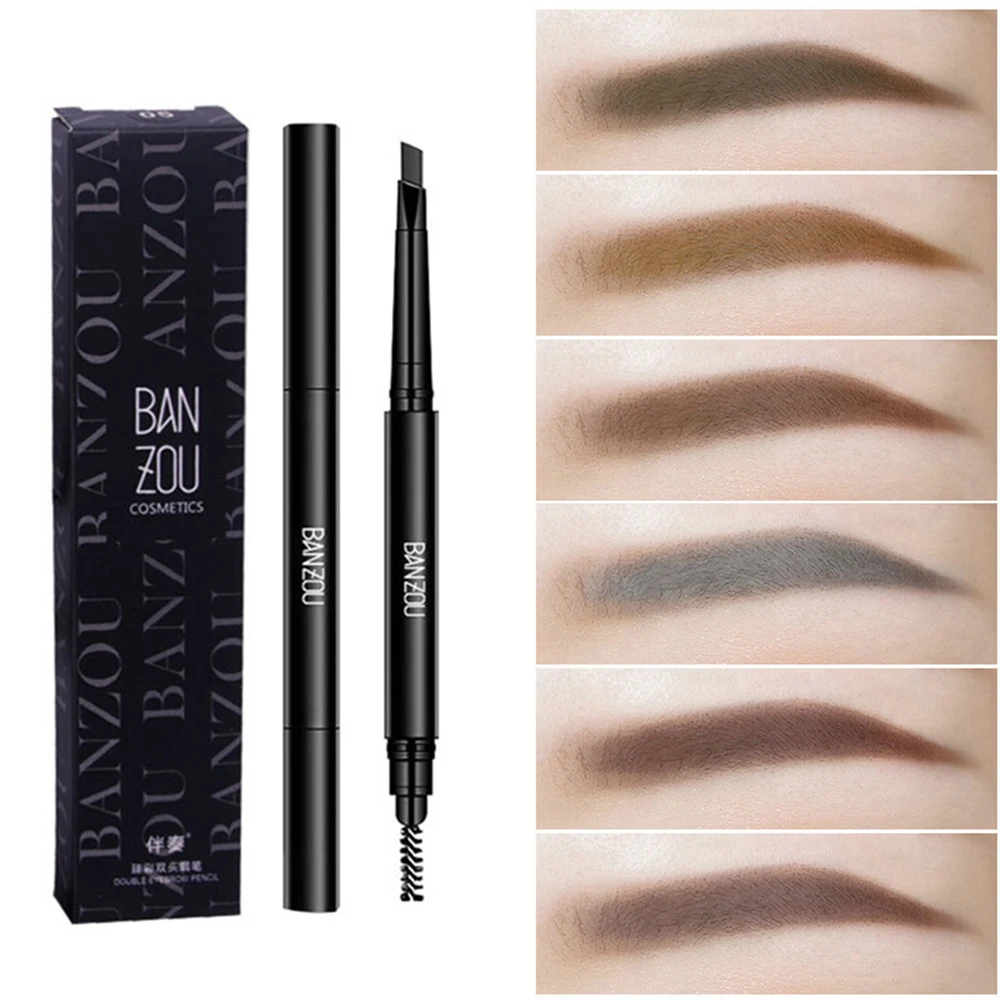 

Banzou Eyebrow Makeup Pencil 2in1 Double Head Super Fine Waterproof Lasting Microblading Eyes Black Brown Make Rotatable Up Pen