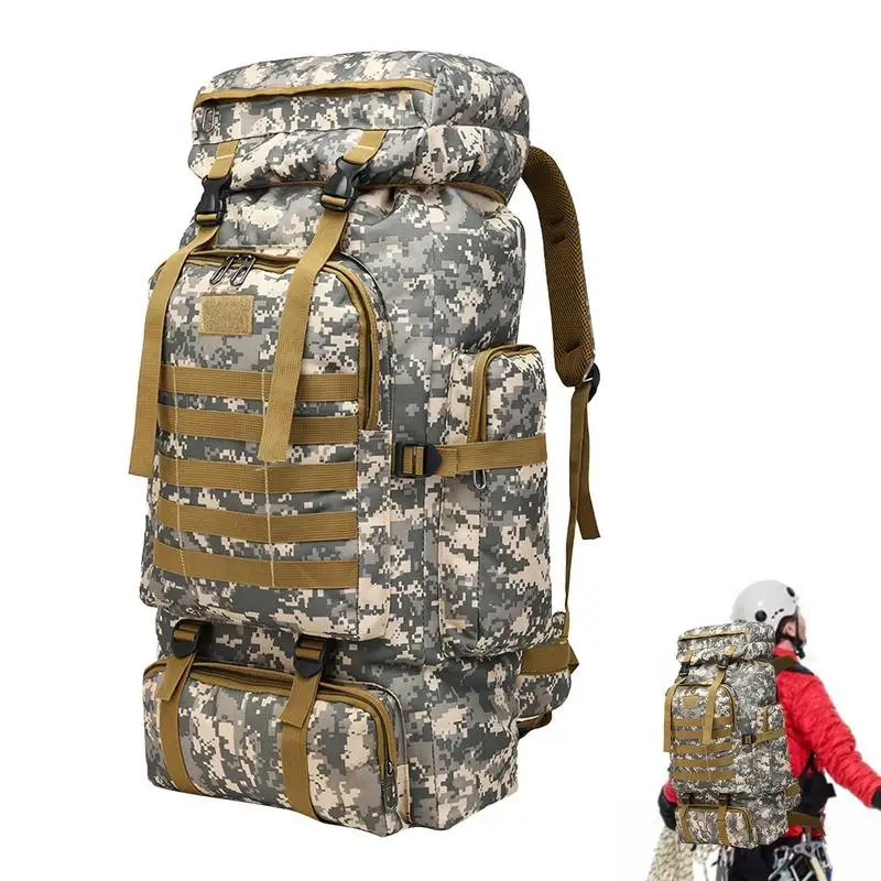 

Военный тактический рюкзак 80 л, водонепроницаемая сумка из ткани Оксфорд для походов и охоты, уличный спортивный ранец, сумка для альпинизм...