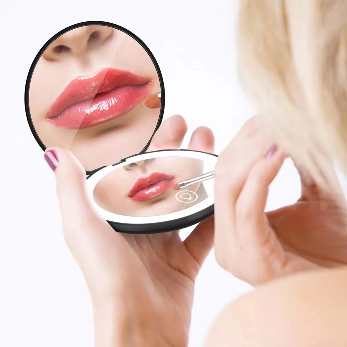 

Handheld LED HD Cosmetic Mirror Portable Cosmetic Mirror Light Thin Small Model Magnifying Multi-function LED Mirror Wholesale