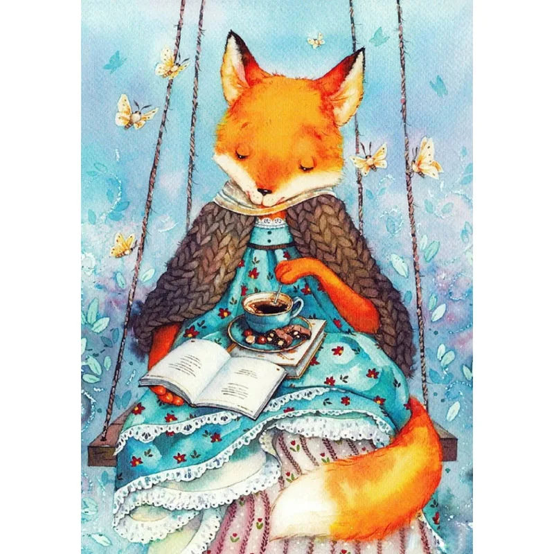 DIY Diamond Embroidery The Literate Fox 5D Diamond Painting Art Cross Stitch Kits Rhinestone Pictures Home Decoration Gift