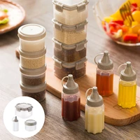 kitchen accessories 4pcs transparent spice bottle with cover portable mini sauce seasoning box dispenser jam squeeze bottle set