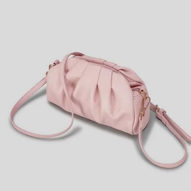 Women's New Luxury Soft Pleated Cloud Underarm Bag Solid Color Versatile Hobos Handbag Fashion Portable Shoulder  Crossbody Bags