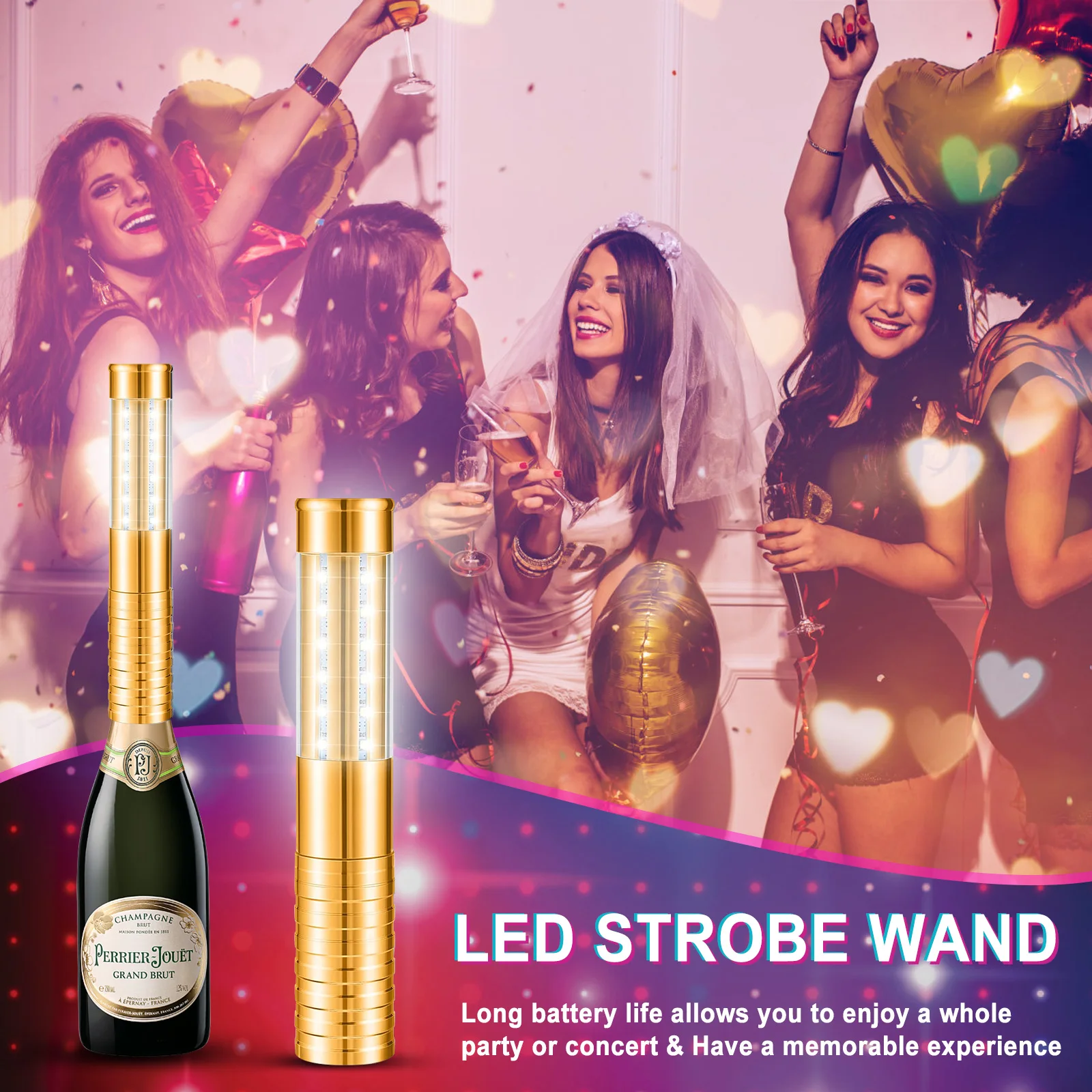 Светодиодный стробоскопический светильник-дубинка бутылка шампанского