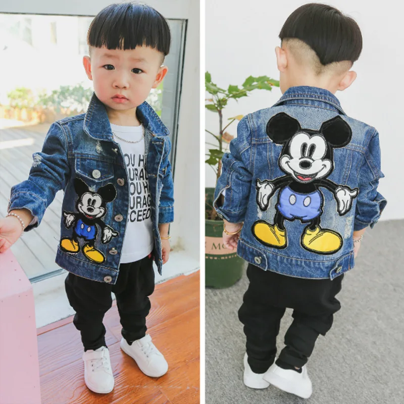 

Autumn Mickey Mouse Cartoon Baby Boys Jacket Children Fashion Japanese Korean style Cowboy Outerwear Coats Kids Clothes