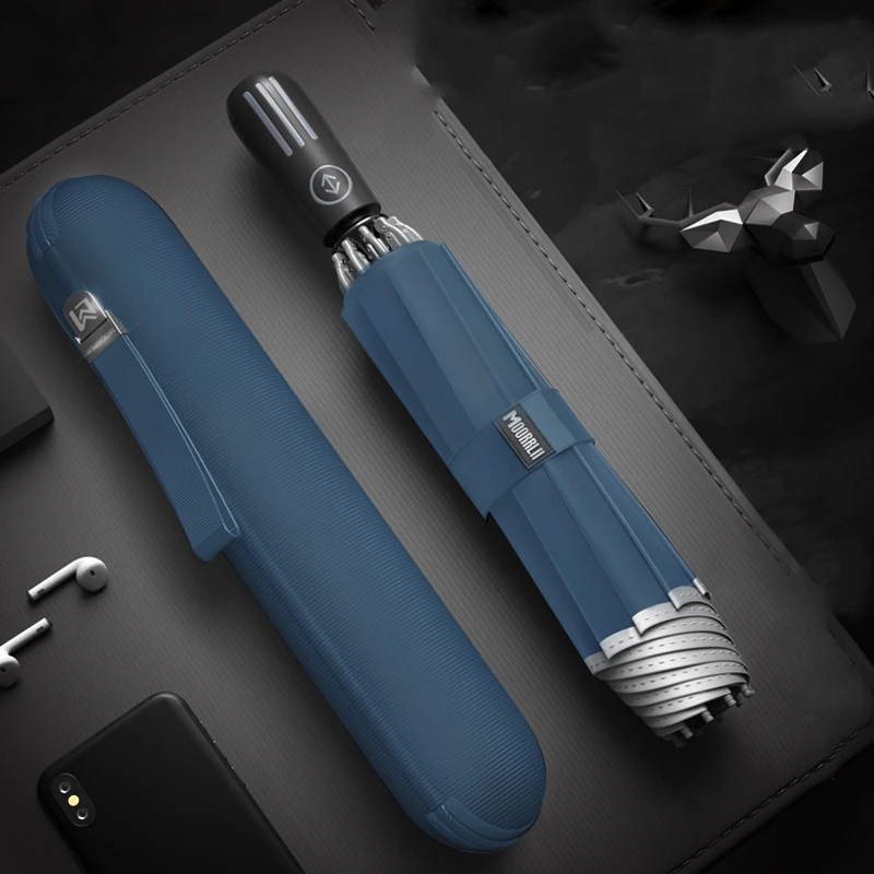 Цена Большой автоматический складной зонт со светодиодной подсветкой, усиленный роскошный инвертированный зонтик, легкий зонтик от дождя