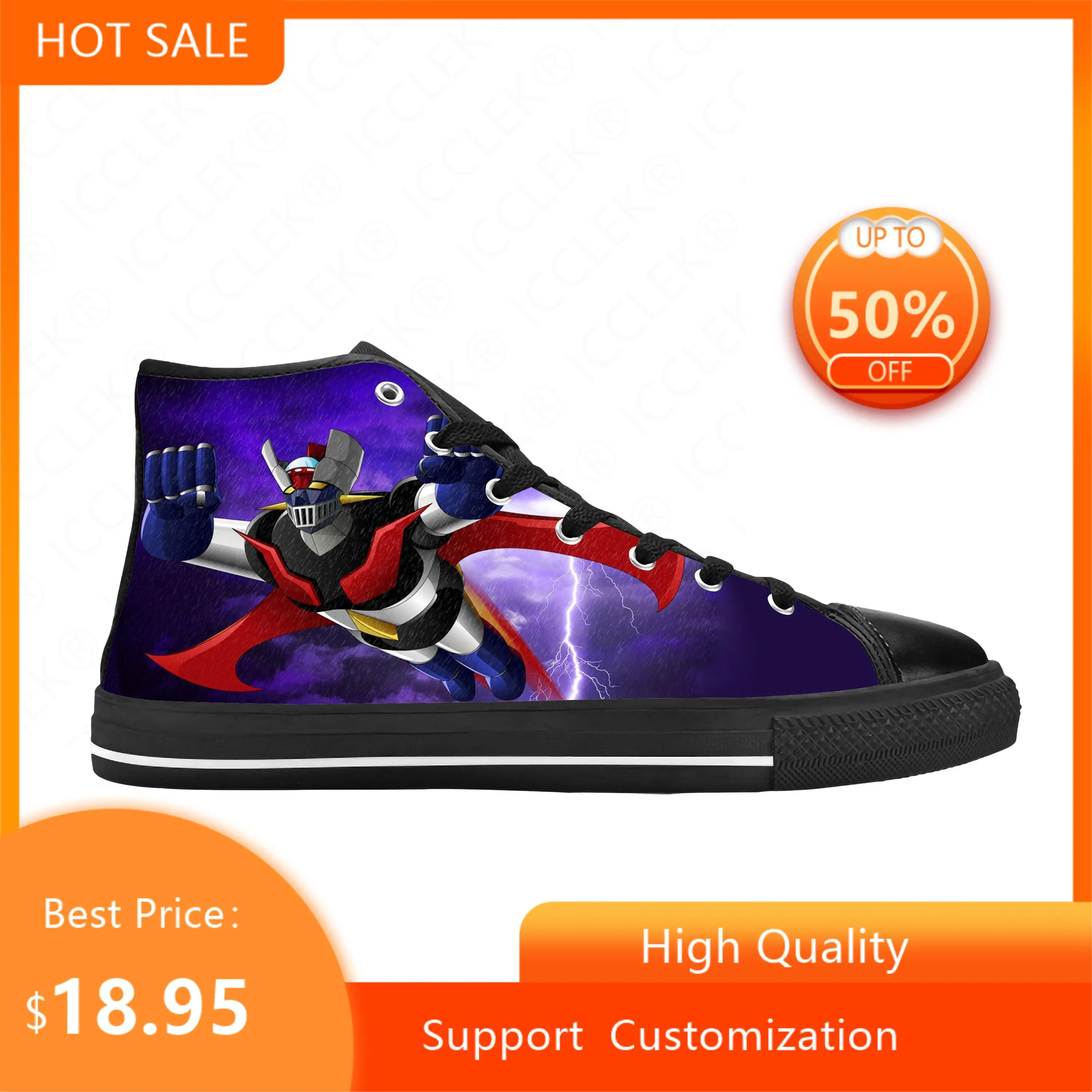 Кроссовки мужские/женские из ткани с высоким верхом и 3D-принтом