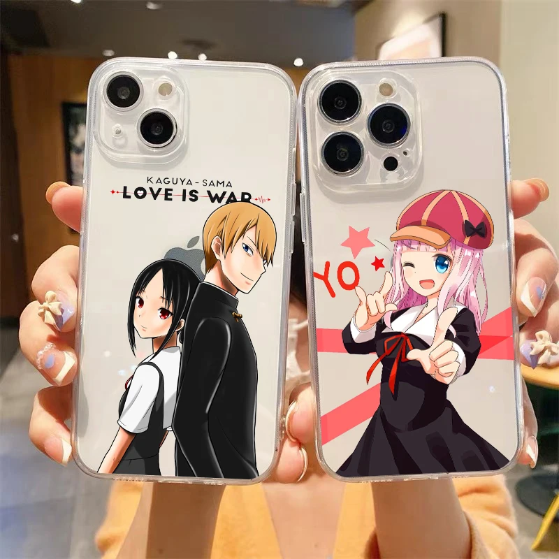 

Kaguya Shinomiya Anime Love is war Luxury Transparent Soft Phone Case For iPhone 14 13 12 11 Pro Max XS X XR SE3 7 8 Plus Cover