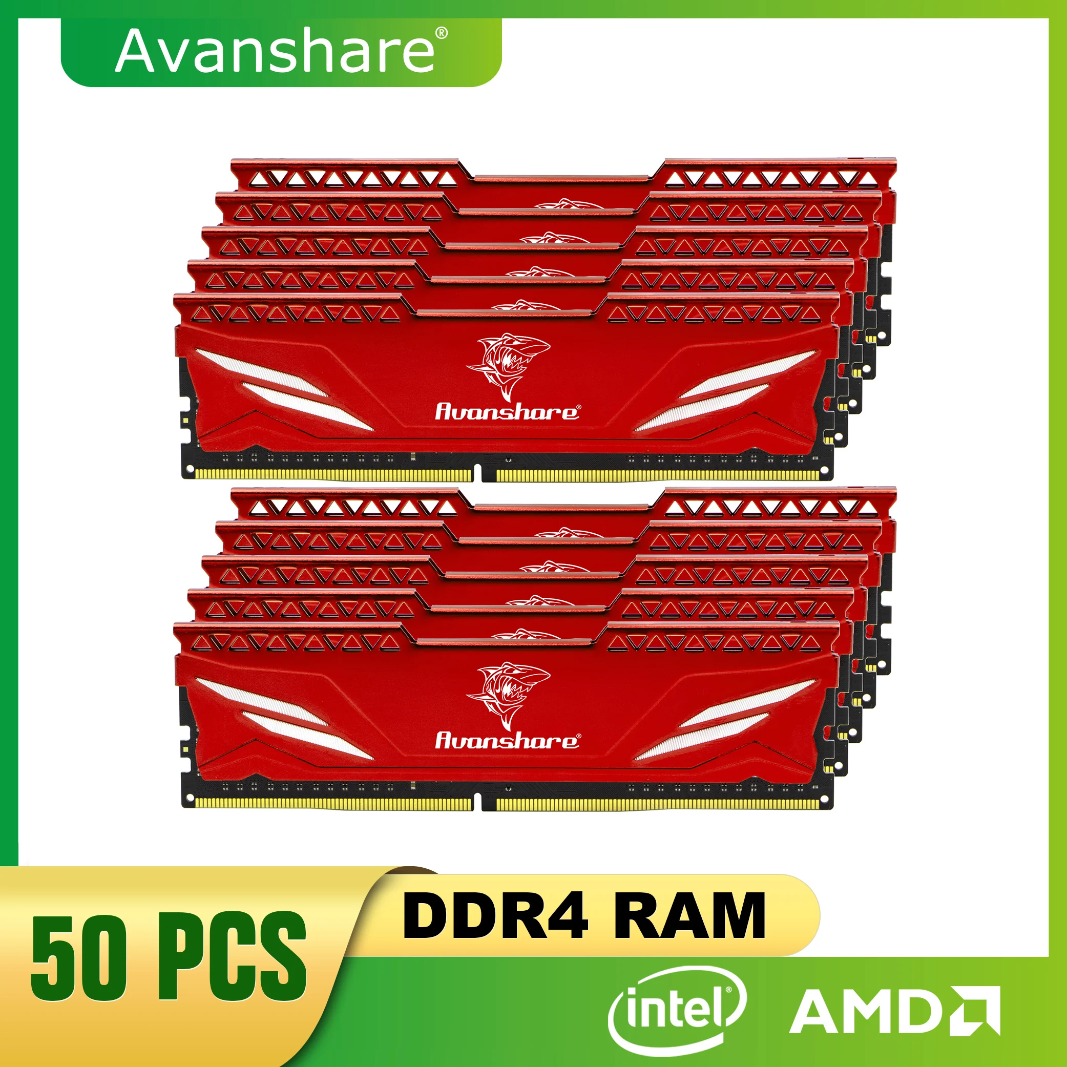 

Avanshare 50PCS DDR4 4GB 8GB RAM Desktop Memory With Heat Sink PC4-21300 DIMM 2666MHz 1.2V 288PIN NON ECC For Wholesale