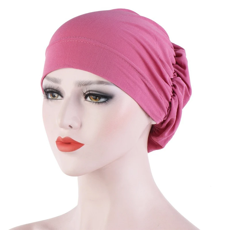 

2022 New Women Simple Turban Hat Muslim Solid Color Cap Women Soft Comfortable Caps Islamic Hat For Female