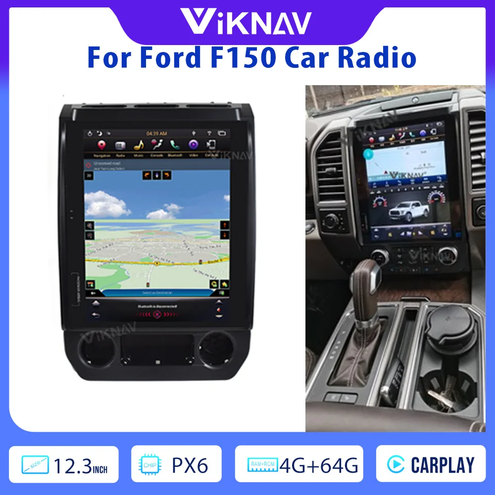 

Автомобильная стереосистема для Ford F150 F250 F350 2015-2019, автомобильное радио, GPS-навигация, система Android, 64 ГБ, мультимедийный плеер