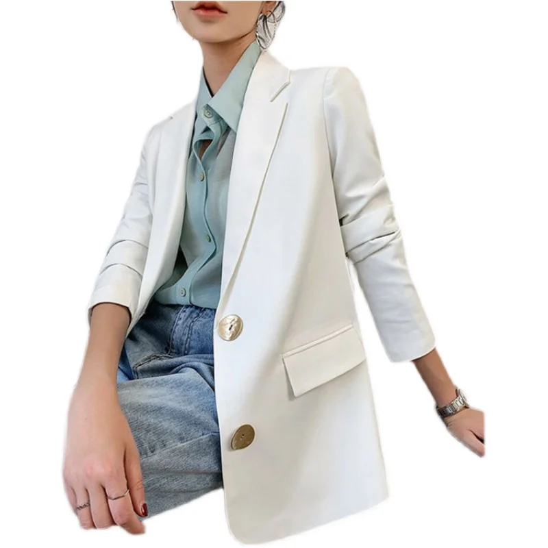 Пиджак Женский Повседневный на пуговицах модный профессиональный свободный