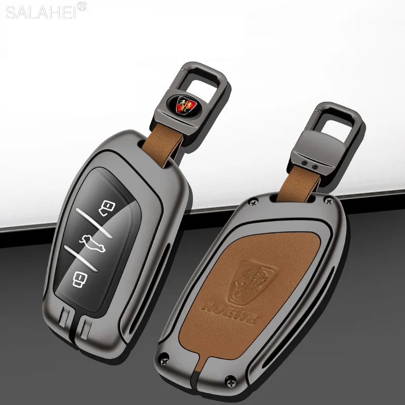 

Metal Leather Car Key Case Cover Shell for Roewe RX5 I5 I6 RX3 RX8 ERX5 for MG ZS EV MG6 EZS Protector Keychain Accessories