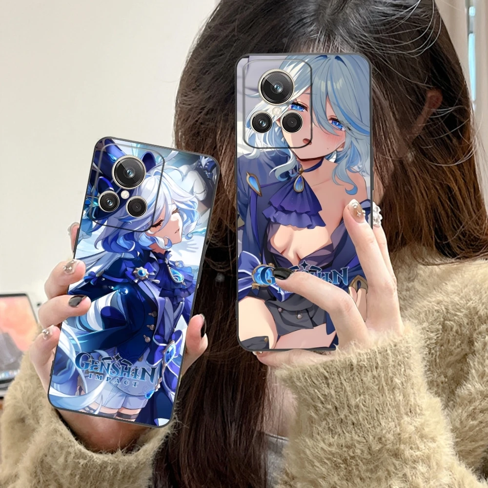 Черный мягкий чехол для телефона Genshin Impact искусственная кожа Realme GT 2 9i 8i 7i Pro X50 X2 C35