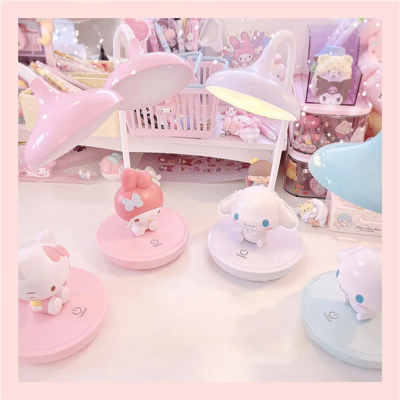 

Kawaii My Melody Kuromi Cinnamoroll мультяшный Настольный светодиодный обучающий ночник для письма настольная лампа для спальни общежития прикроватная лампа