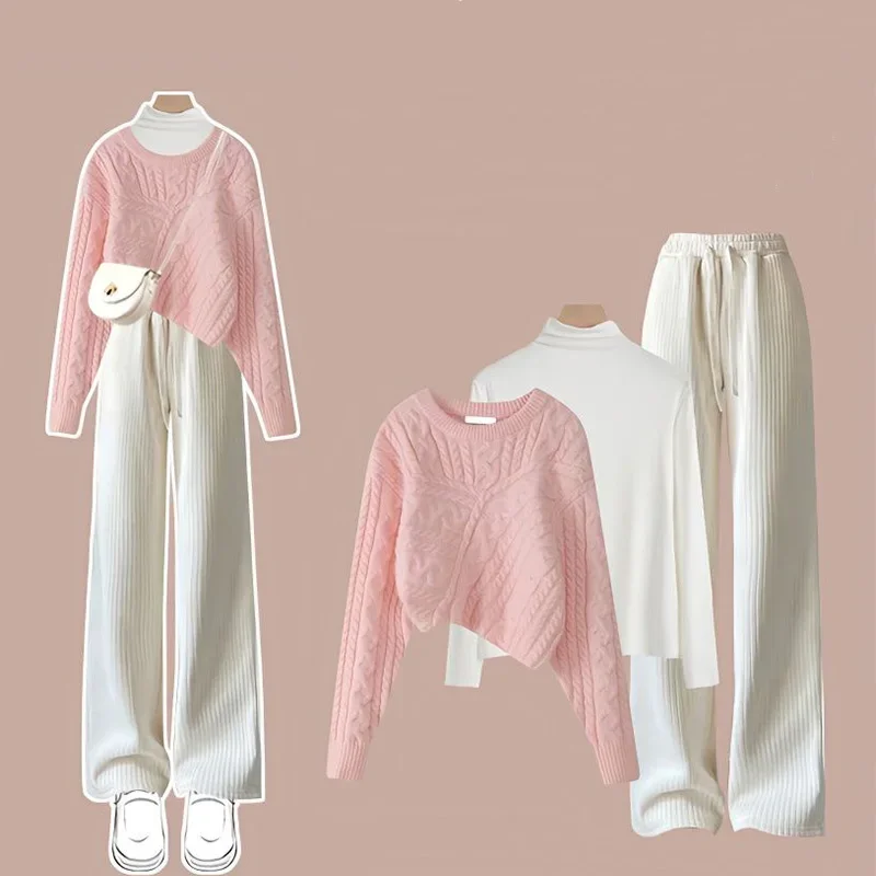 Весенне-осенний новый элегантный женский комплект брюк свитер брюки