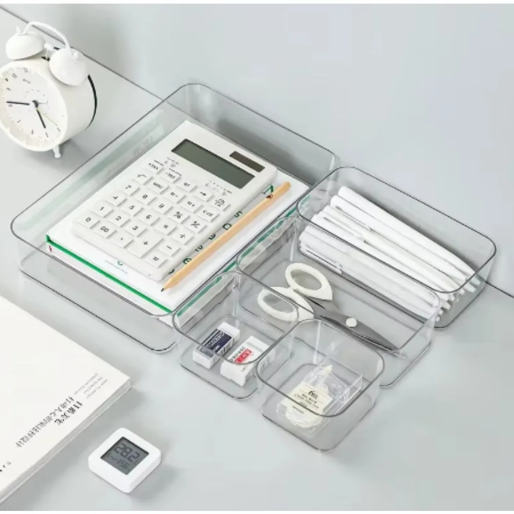 Прозрачный ящик для хранения вместительный органайзер косметики Настольный