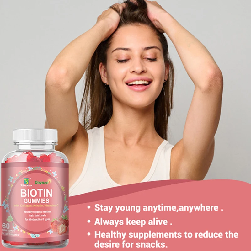 

60 capsules of biotin soft candy supplements vitamins and collagen revitalizing skin and dense hair to improve metabolism