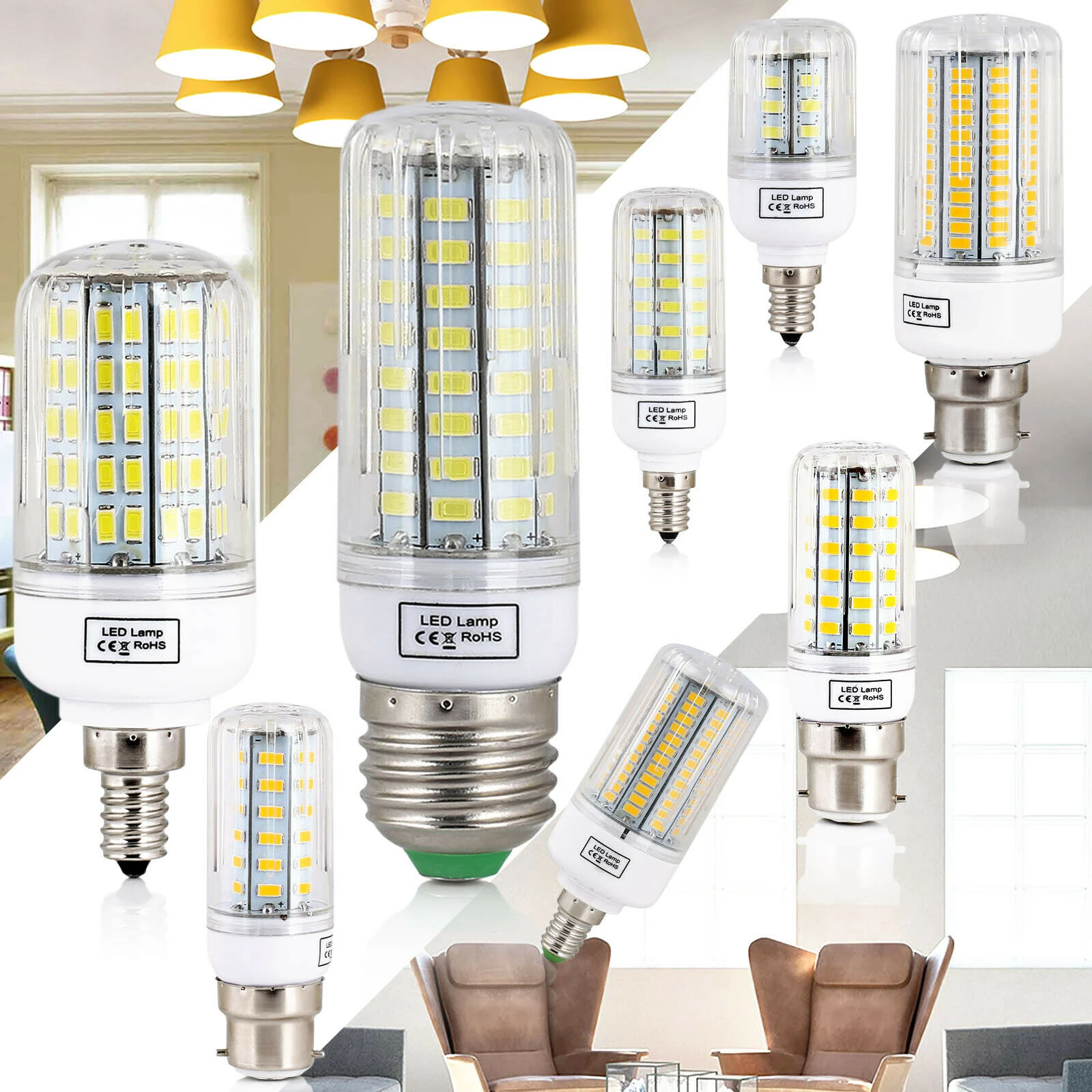 Led Кукурузная лампа E27 E14 B22 7w 12w 25w 30w 45w Белая комната 89 Лампочка 240v Высокая люстра