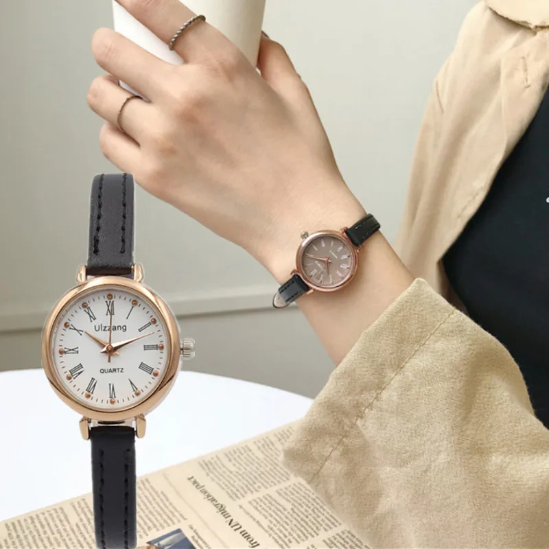 

Vintage Luxury Literary Ladies Quartz Watch Brown Brown Thin Small Leather Strap Ladies Elegant Bracelet Watch Relogio Feminino