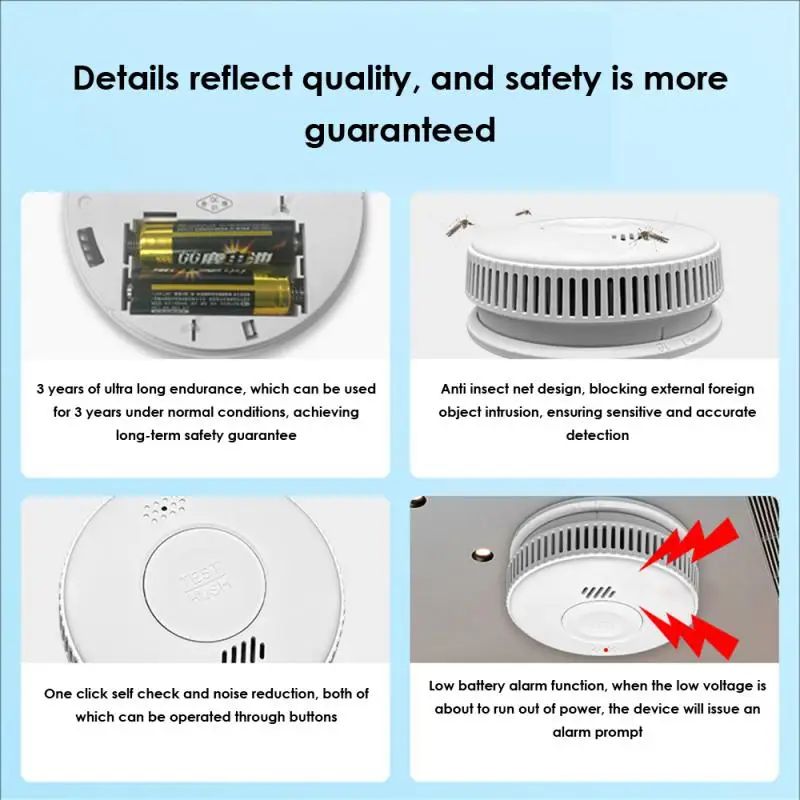 

Independent Carbon Monoxide Sensor Low Power Ease Of Use Alarm Detection Distance 40(m) High Sensitivity Smoke Alarm Detector
