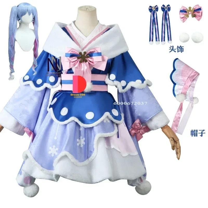 Костюмы для косплея Snow Mikuu милое платье парики шляпа головные уборы приятное