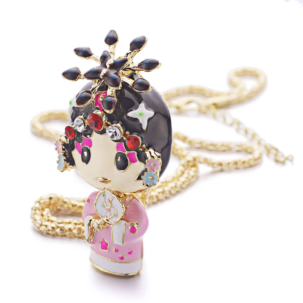 Эмалированная Пекинская опера этническая кукла ожерелье китайская ветер