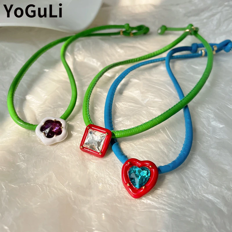 Современная бижутерия ожерелье из синего и зеленого шнура 2022 новый тренд