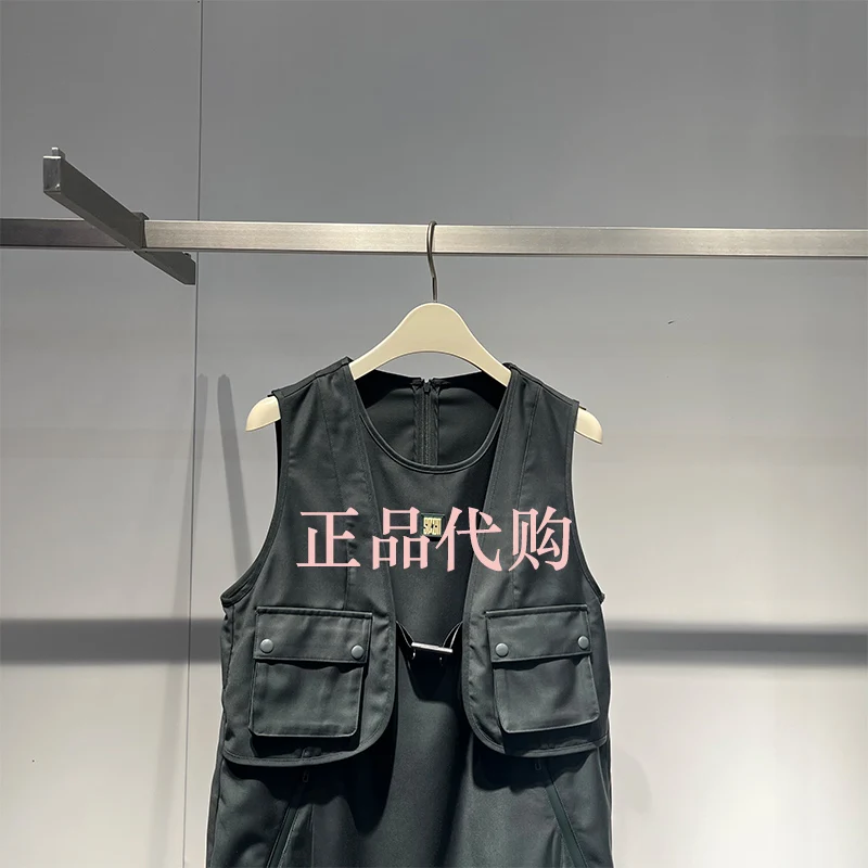 Golf Apparel New Fashion Sleeveless A-line Skirt with Round Neck in Summer of 2023 Fake Two-piece Workwear Dress Female