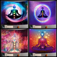 seven star pulse psychedelic elephant tapestry dream lotus wall hanging cloth galaxy space star sky yoga buddha wall hanging