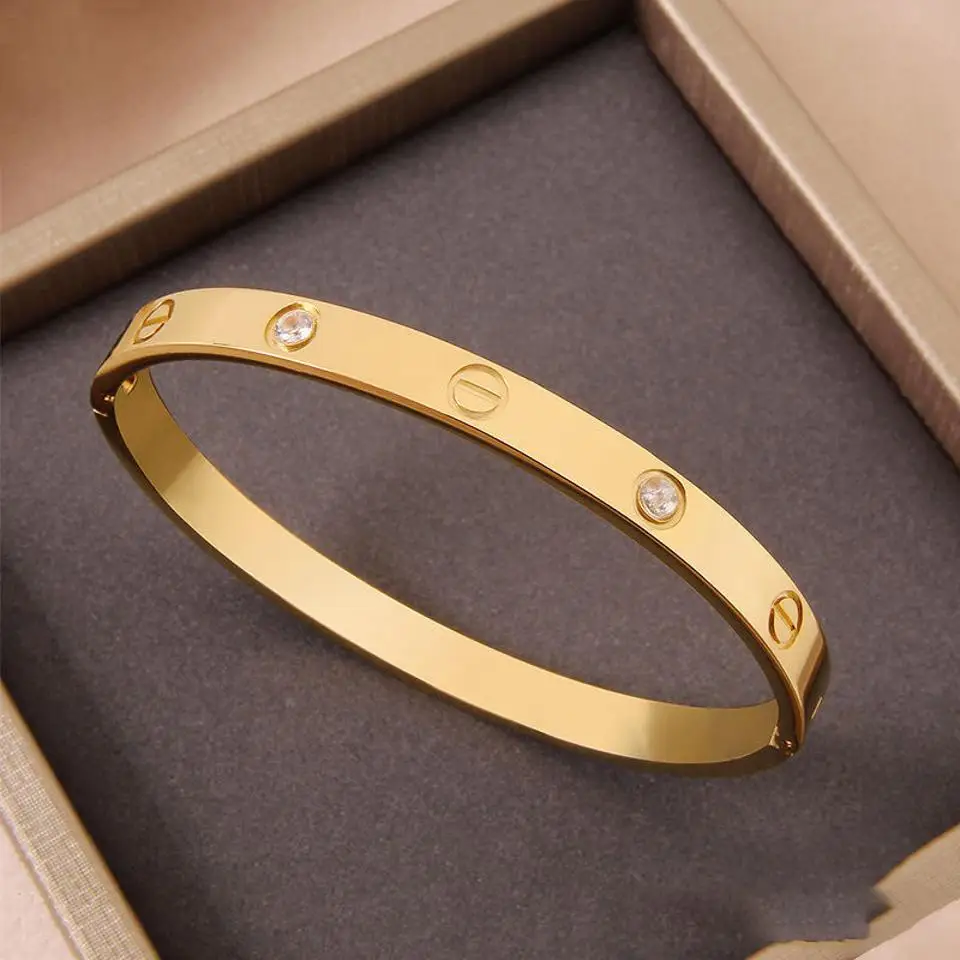 Стильные браслеты из нержавеющей стали с бамбуковой инкрустацией и фианитами