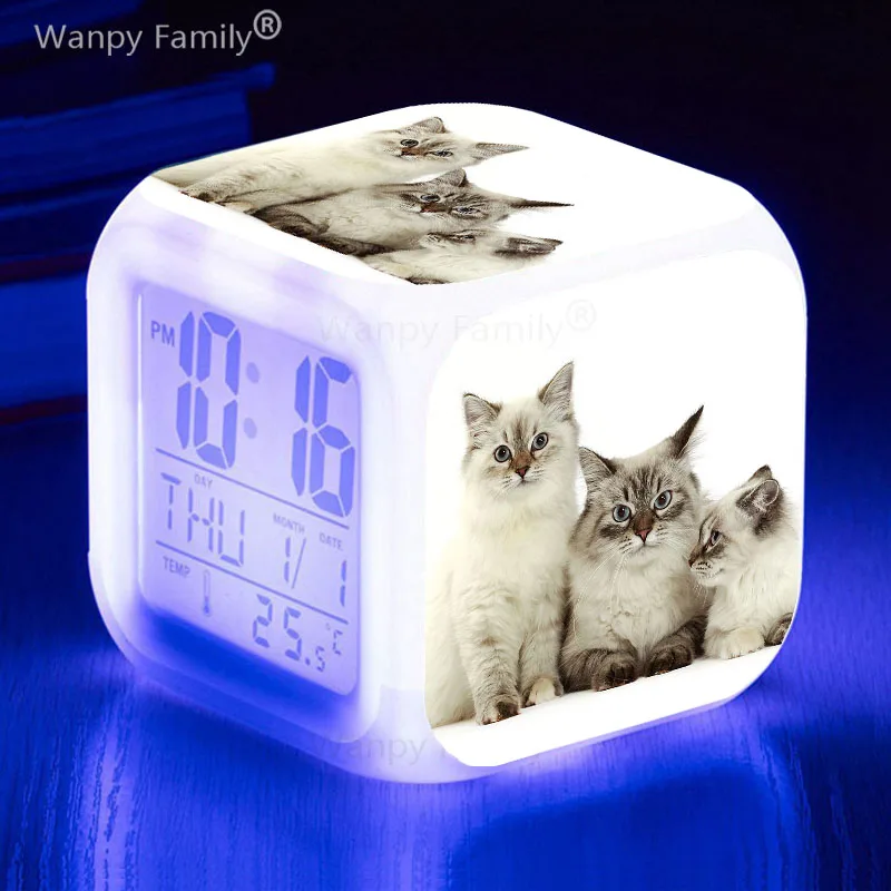 Children's Room Touch Sensing Wake Up Timer Pet Cat Desk Clock