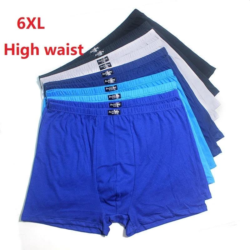 

5pcs/Lot 6XL 5XL Large Size High waist Underpants Men'S Boxers 100% Cotton Shorts Men Shorts Breathable Underwear Random colour