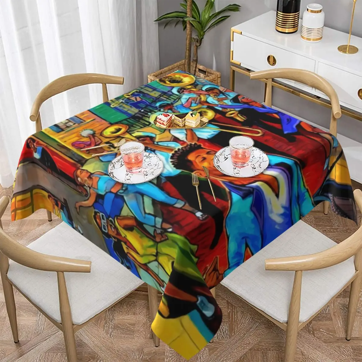 

Funny Jazz Festivals Tablecloth Jazz 2022 Fest Print Protection Table Cover Polyester Wedding Cheap Beautiful Table Cloth