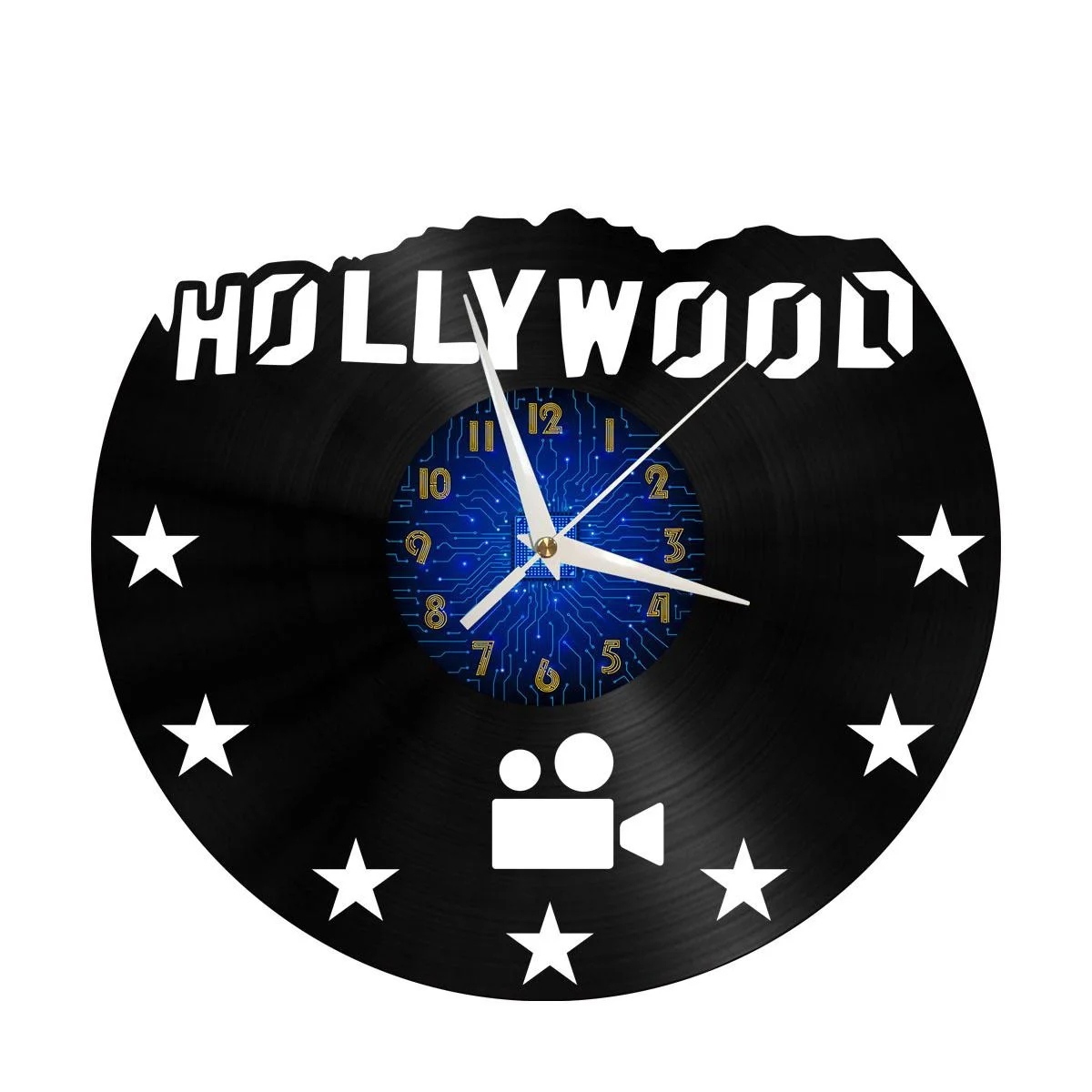 

Hollywood Vinyl Wall Clock, Vinyl Record Clock Wall Art Silent & Non-ticking