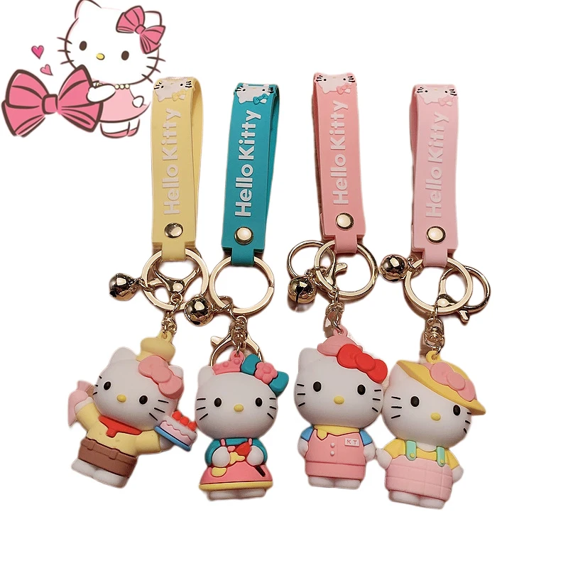 

Sanrioed Kt Cat Charm Key Chain Anime Kawaii Doll Key Ring Cute Cartoon Figure Bag Car Pendant Toys Accessory Birthday Gifts