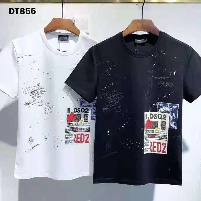 

2022 Классическая DSQUARED2 Женская/Мужская парная креативная буквенная печать Модная хлопковая летняя футболка DT855 #